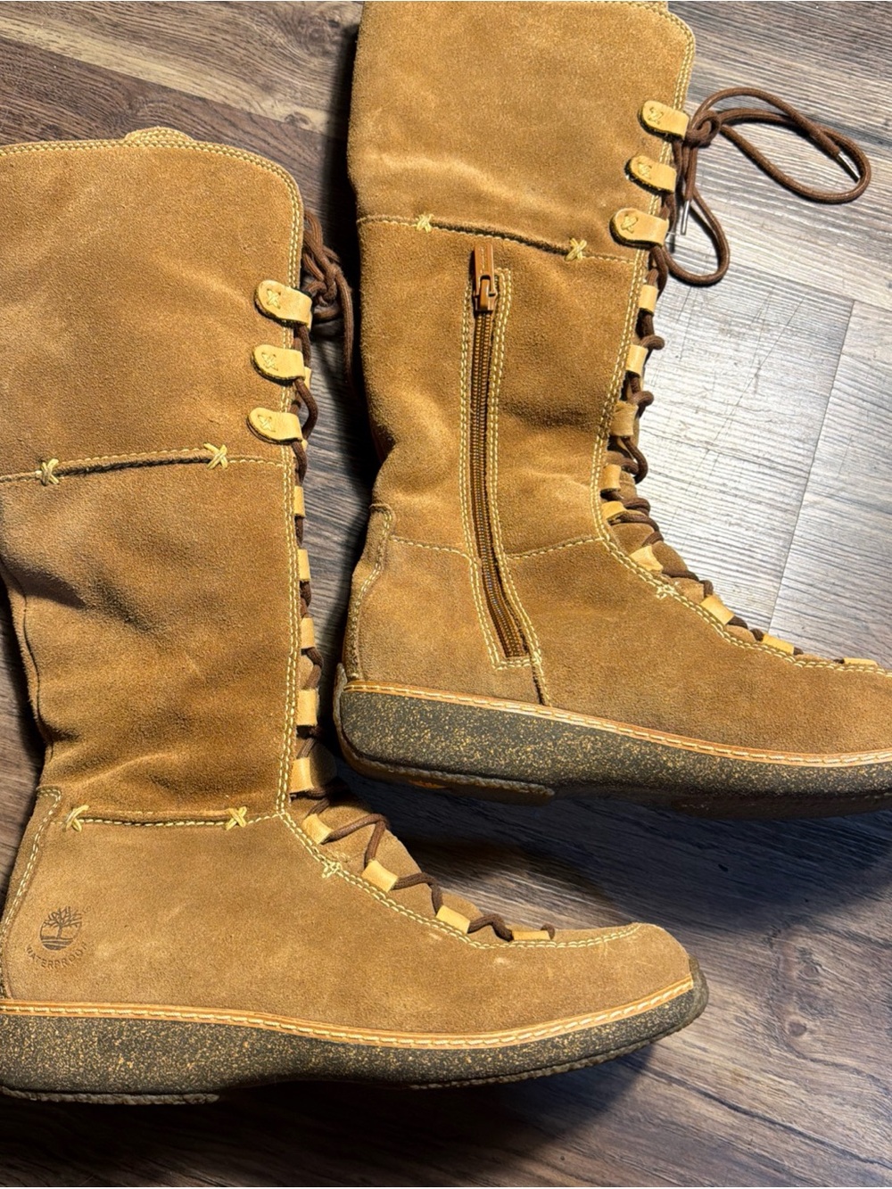 Timberland Moorland Women's Brown Suede Waterproof Fur Lining Tall Boot Sz 9M